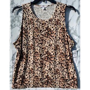 Bar III Womens 3X Cheetah Print Sleeveless top self lined Rayon & Spandex Blend